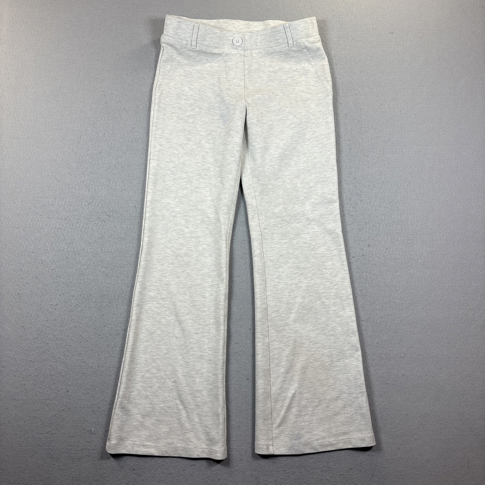 Ododos Wm S Pants Gray 2 Back Pockets Flat Front Pull On Belt Loops Flare